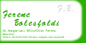 ferenc bolcsfoldi business card
